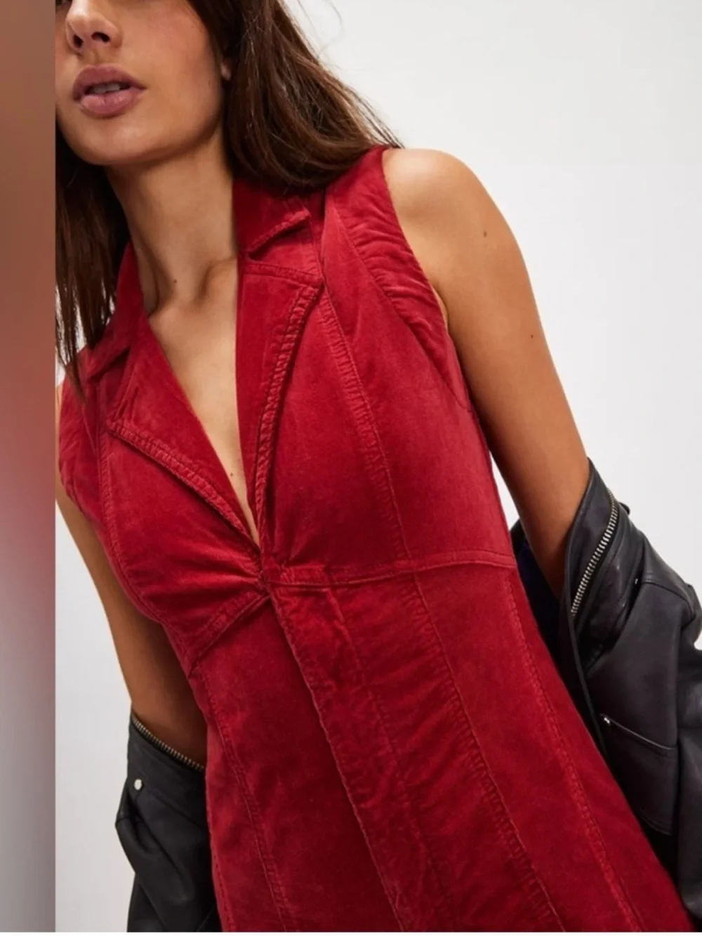 NEW FREE PEOPLE Ring the Alarm Corduroy Sleeveless collar Jumpsuit sz XS